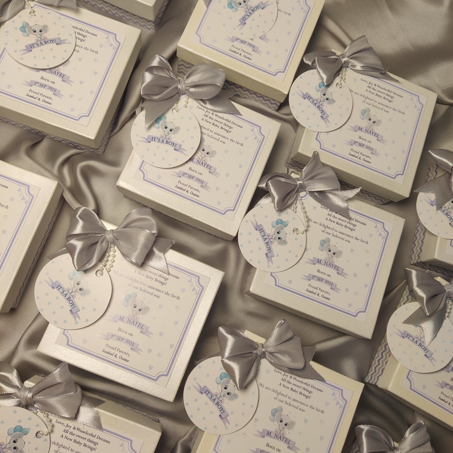 Baby Boy Announcement Box - Card n Bow Design