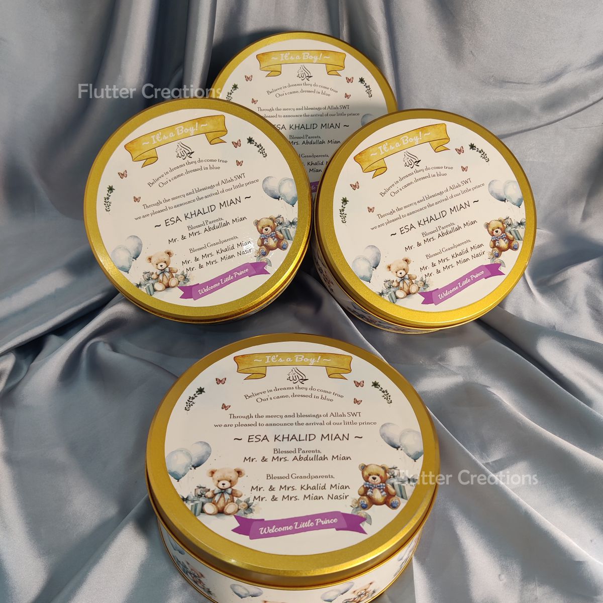 Tin Metal with Customized Print on Top and Bottom (1kg Round Shape)