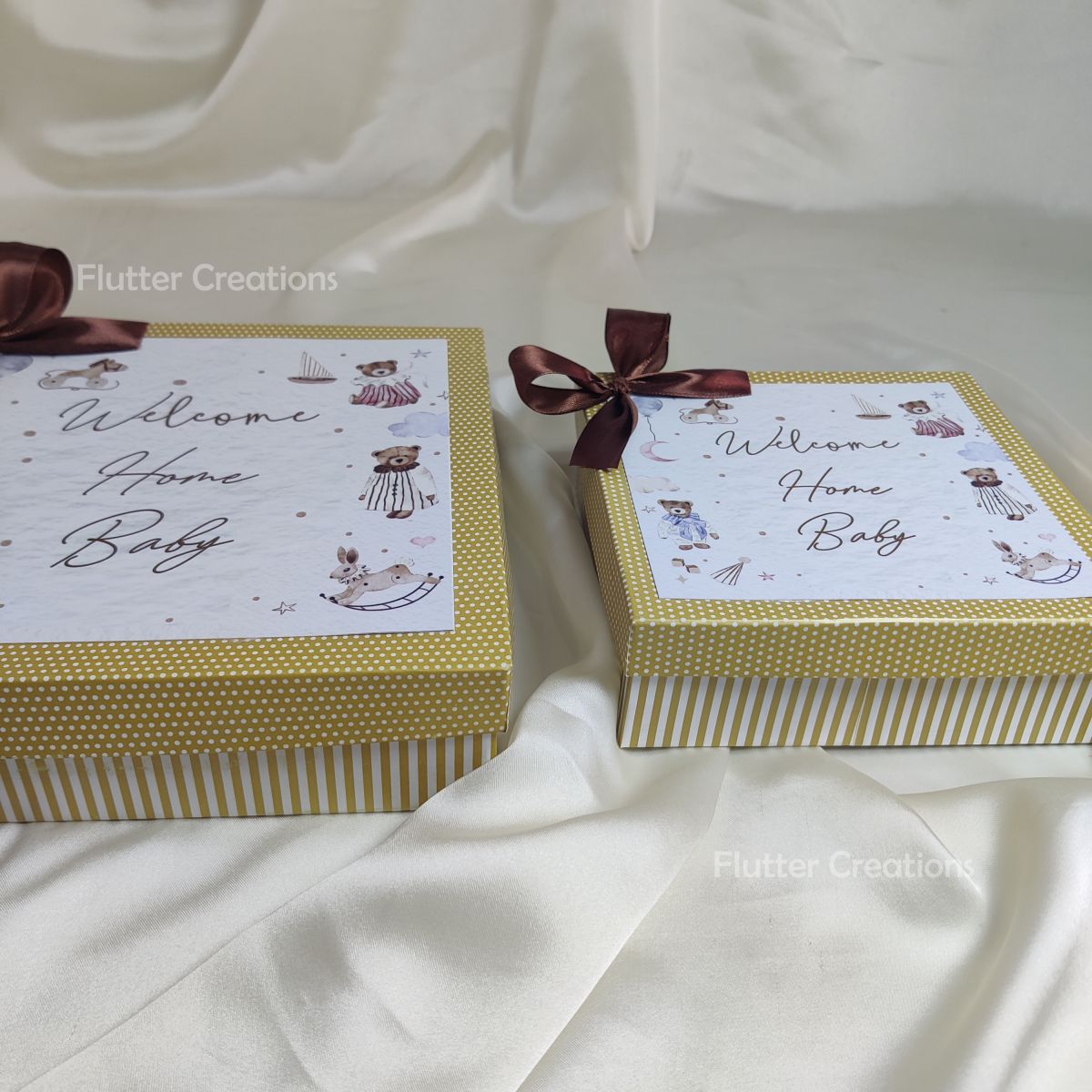 Birth Announcement Box (Brown Polka Dots)