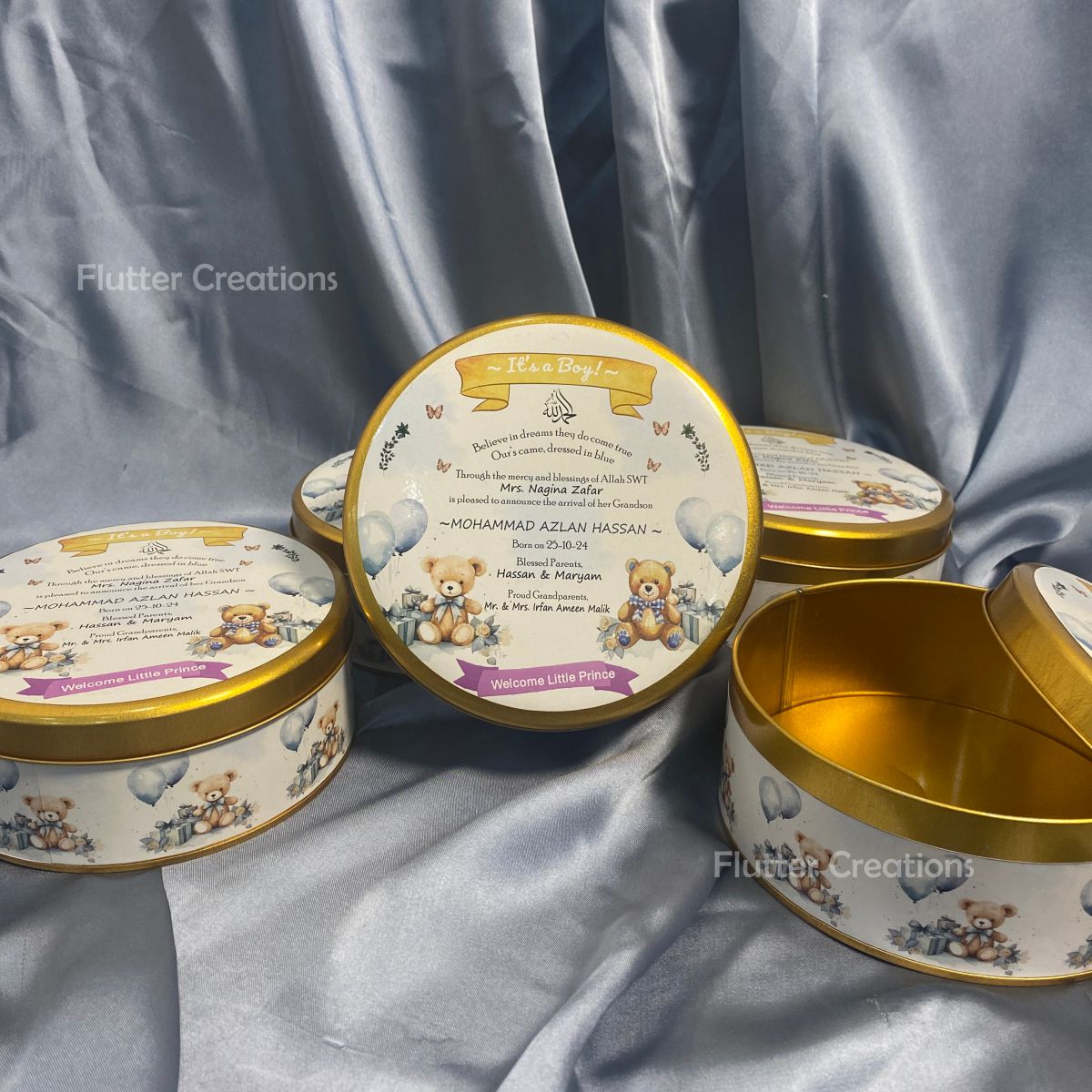 Tin Metal with Customized Print on Top and Bottom (Half kg Round)