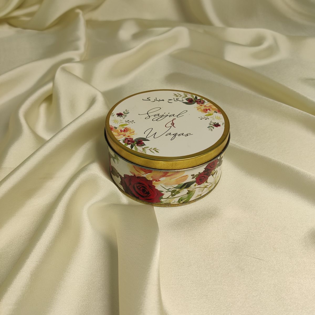 Round Tin Box (Nikkah Mubarak)