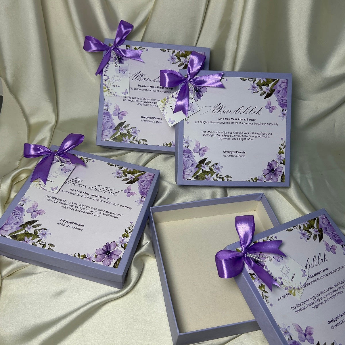 Baby Girl Announcement Box - Butterfly and Floral Theme Design