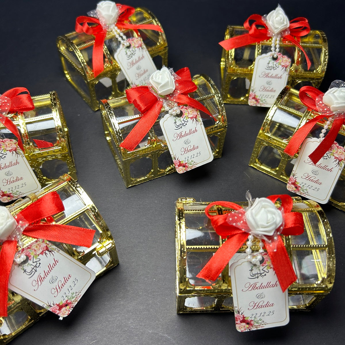 Golden Treasure/Tijori Box with Ribbon, Flower & Tag