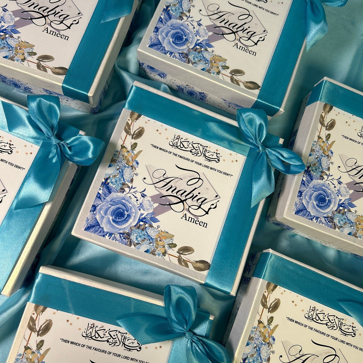 Ameen Box with Floral Theme Print & Ribbon