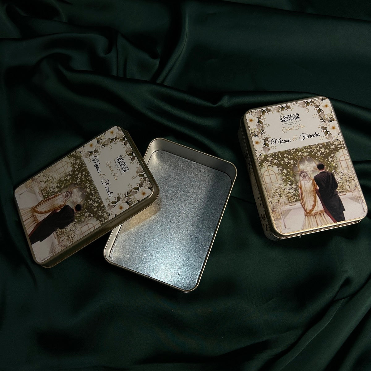 Rectangular Customized "QABOOL HEIN " Print Tin box