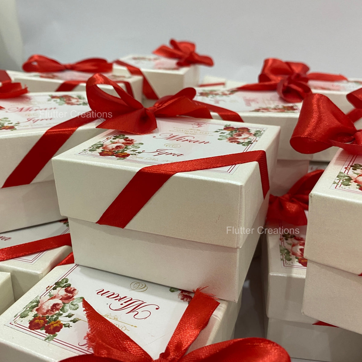 Wedding Bid Hardboard Box with Ribbon