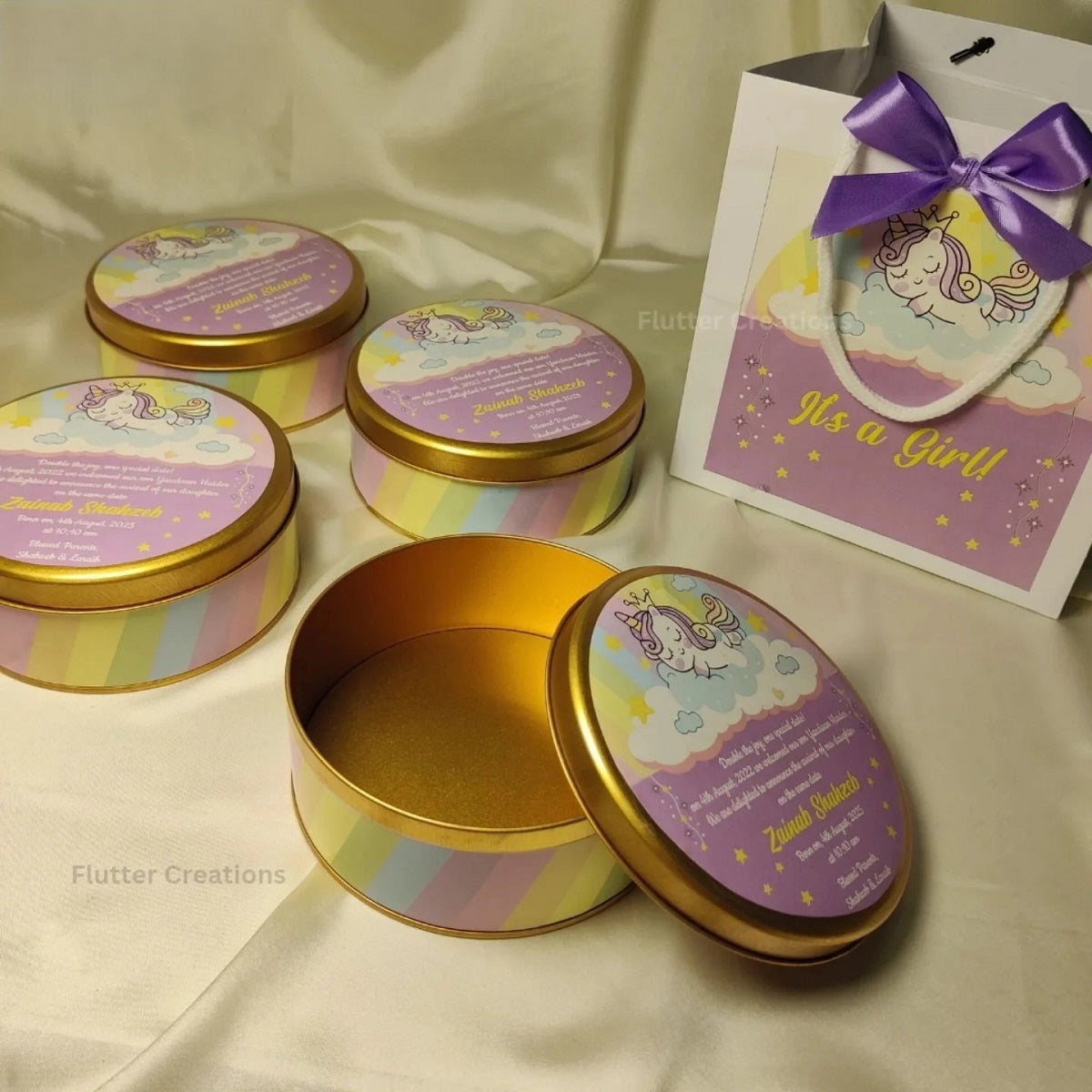 Baby Girl Announcement Box - Unicorn Theme