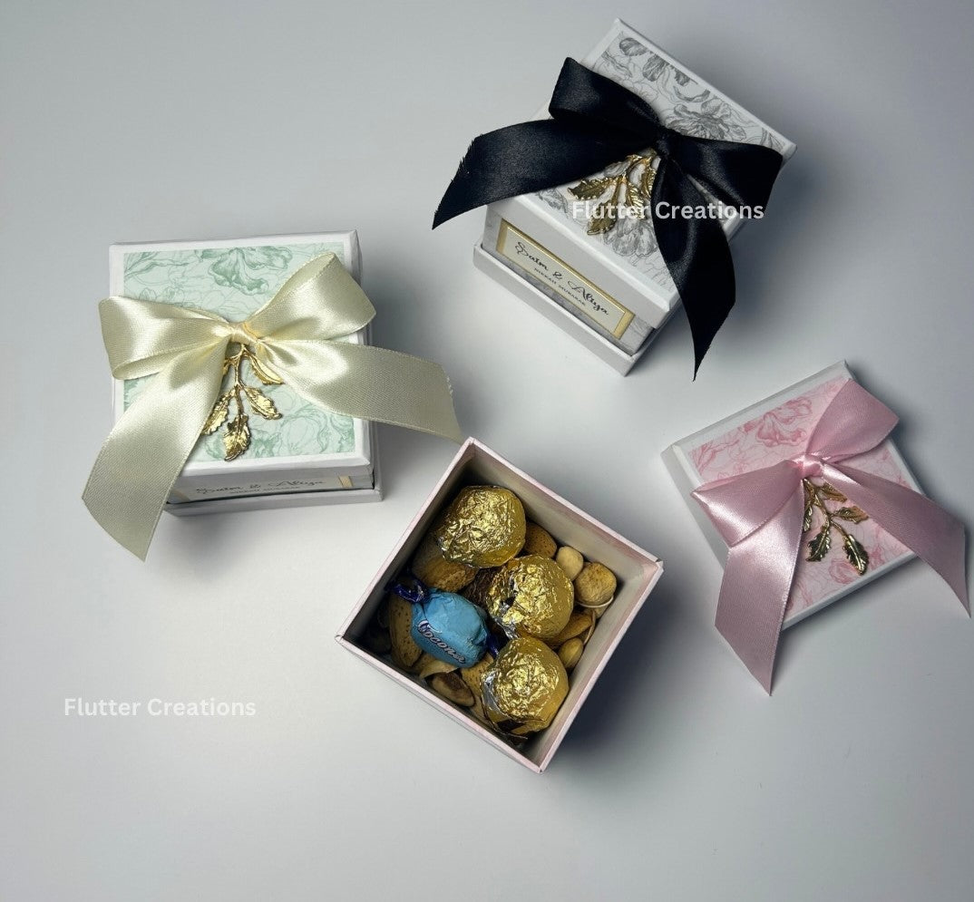 Luxury Bid Box with Golden Leaf & Ribbon
