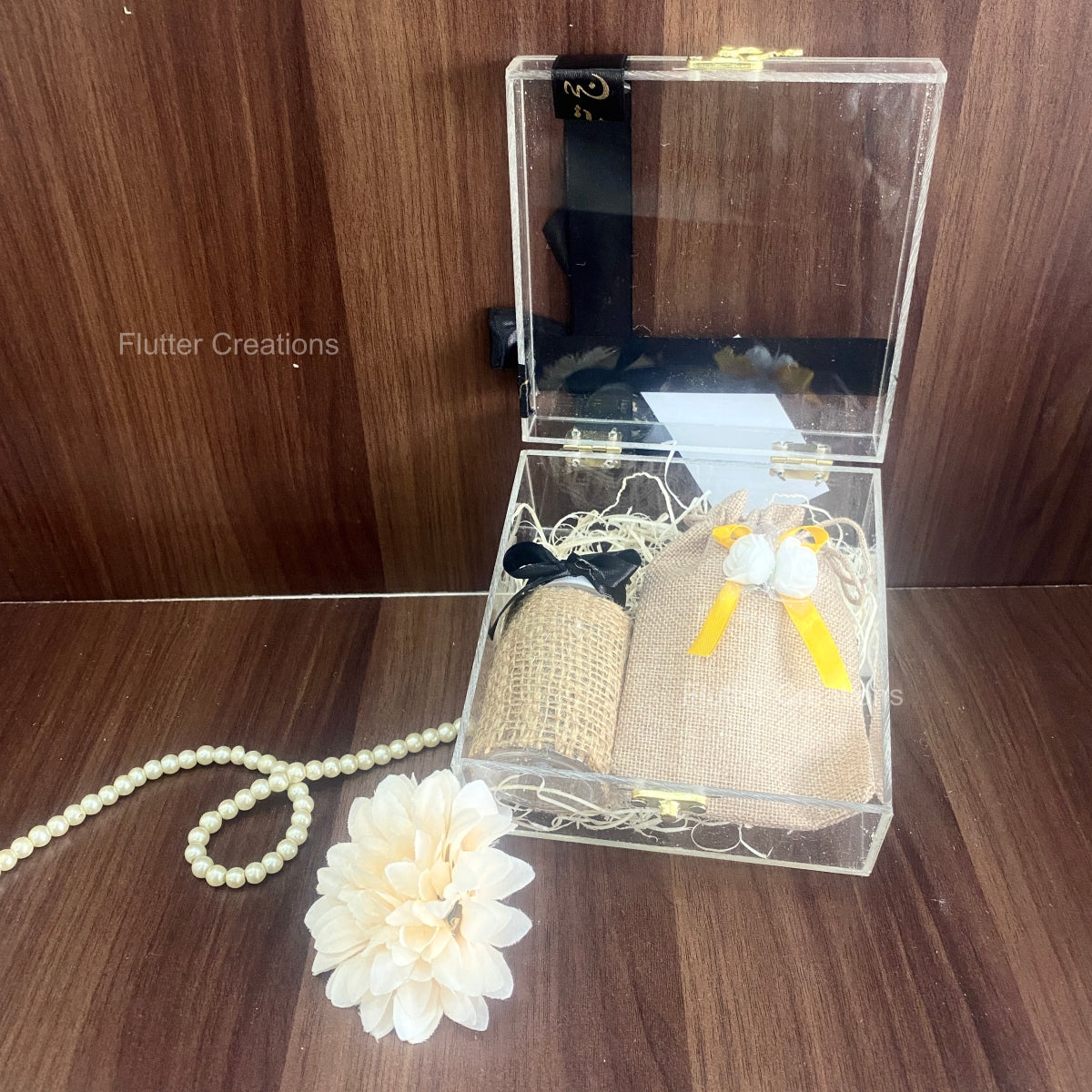 Hajj Tabaruk Acrylic Box with Printed Ribbon & Tag