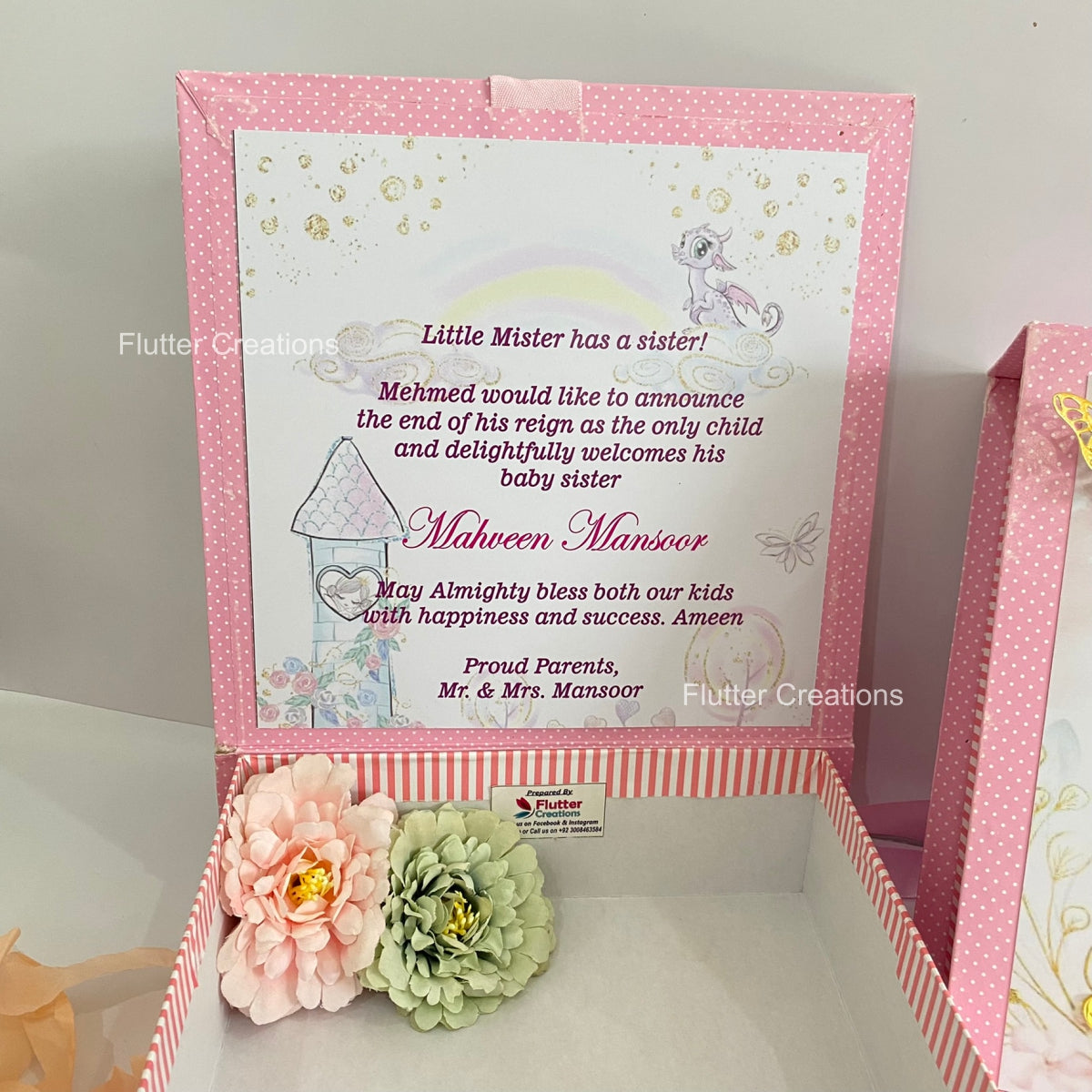 Swan Princess - Baby Girl Annoucement Hardboard Box