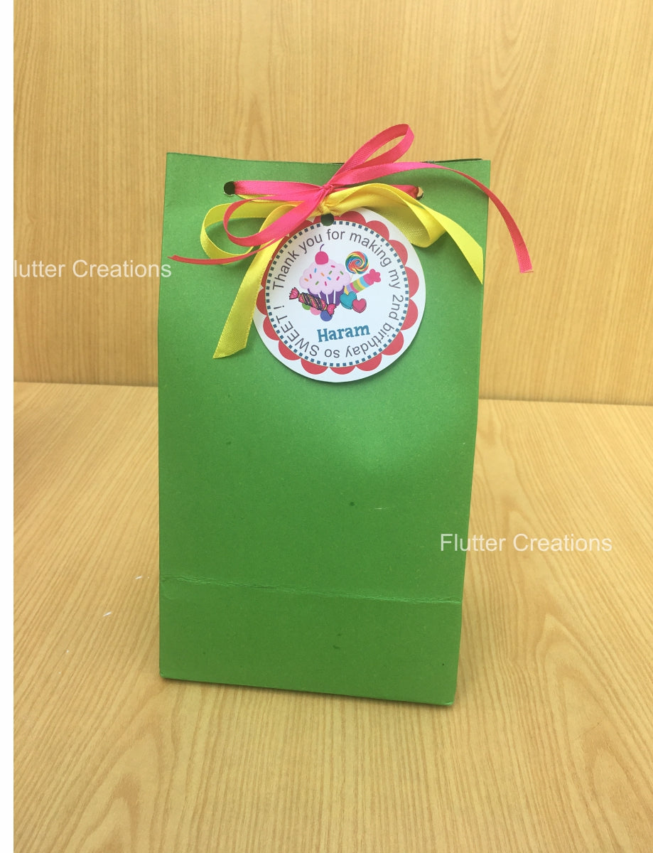 Candyland Bags with tag & ribbon