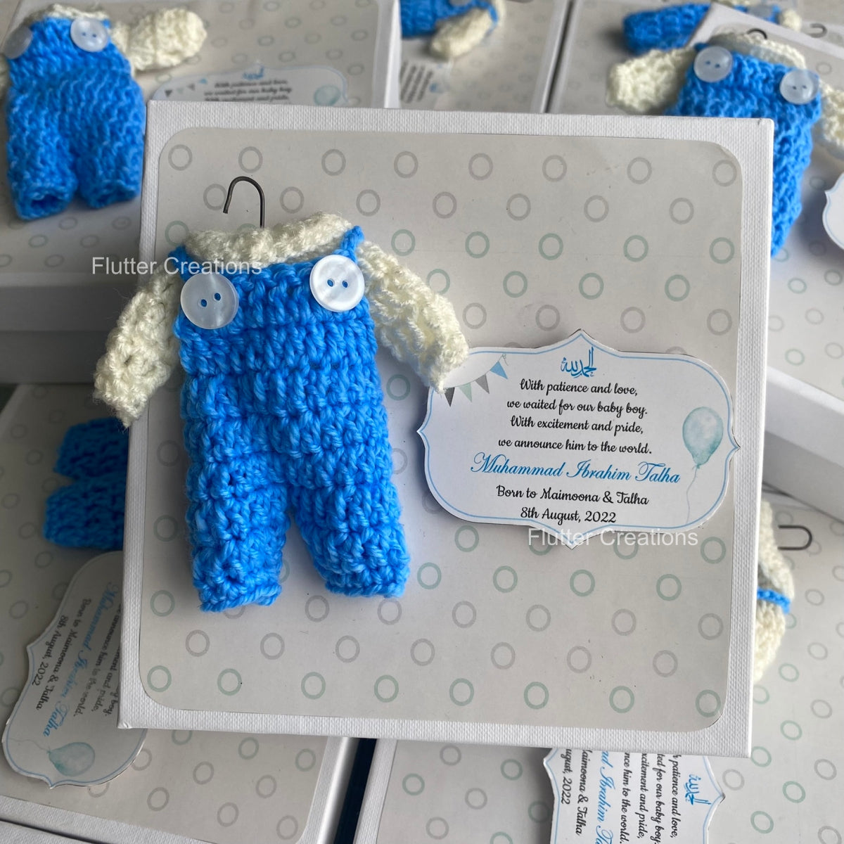 Baby Boy Announcement Box - Crochet on Top