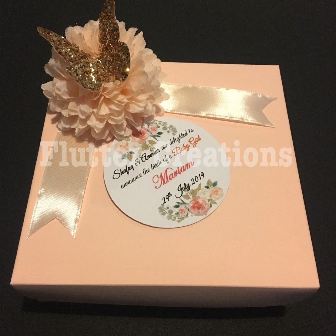 Baby Girl Box - Peach with Butterfly