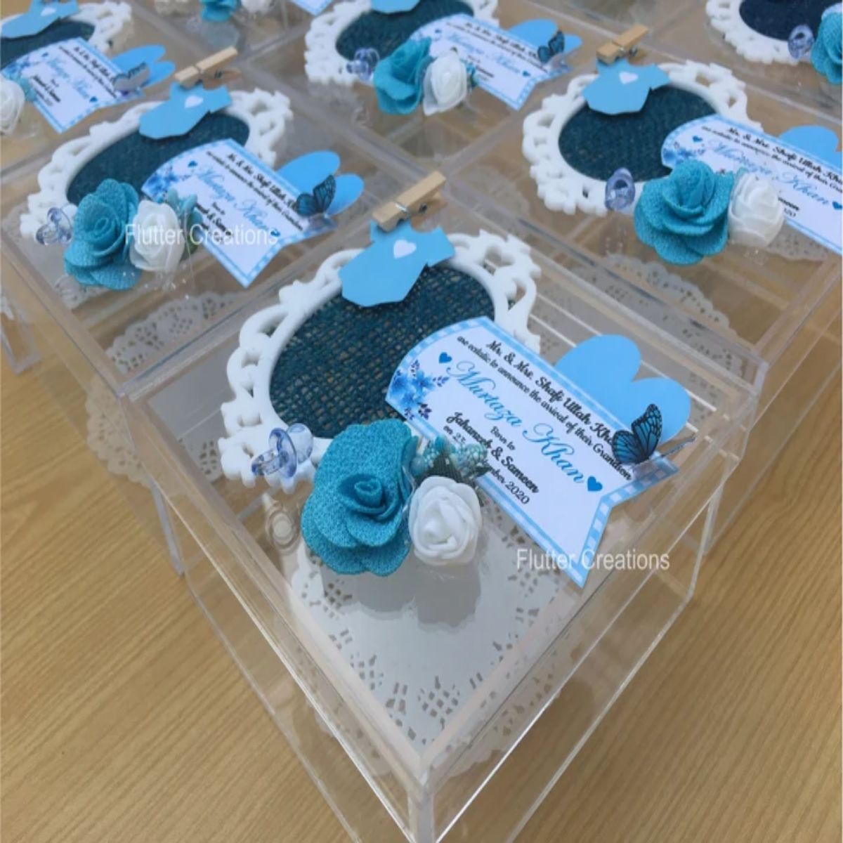 Mirror Me Blue - Baby Boy Announcement Acrylic Box