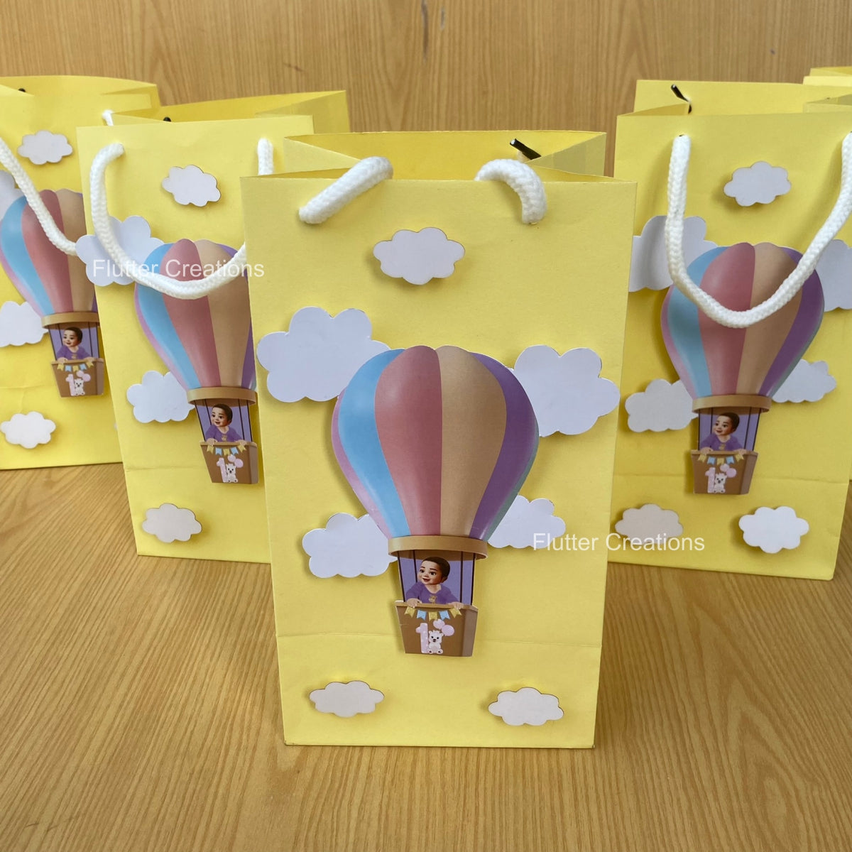 Hot Air Ballon Goody Bags (Pastel Yellow & Blue)