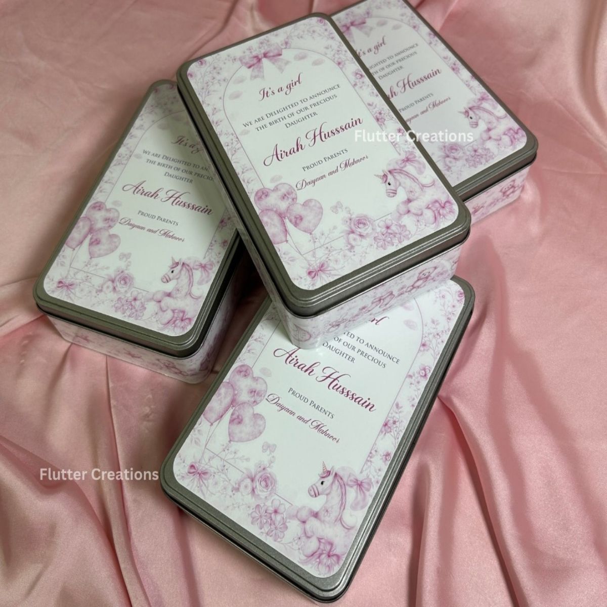 Baby Girl Announcement Rectangular Tin Box