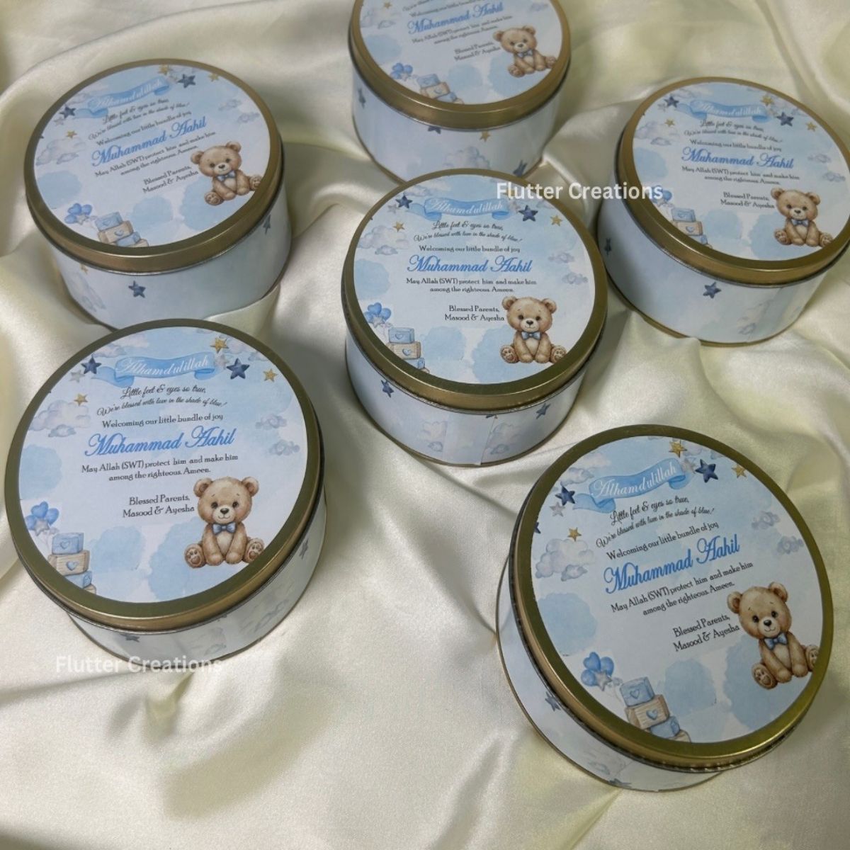 Personalized Baby Announcement Round Tin Box
