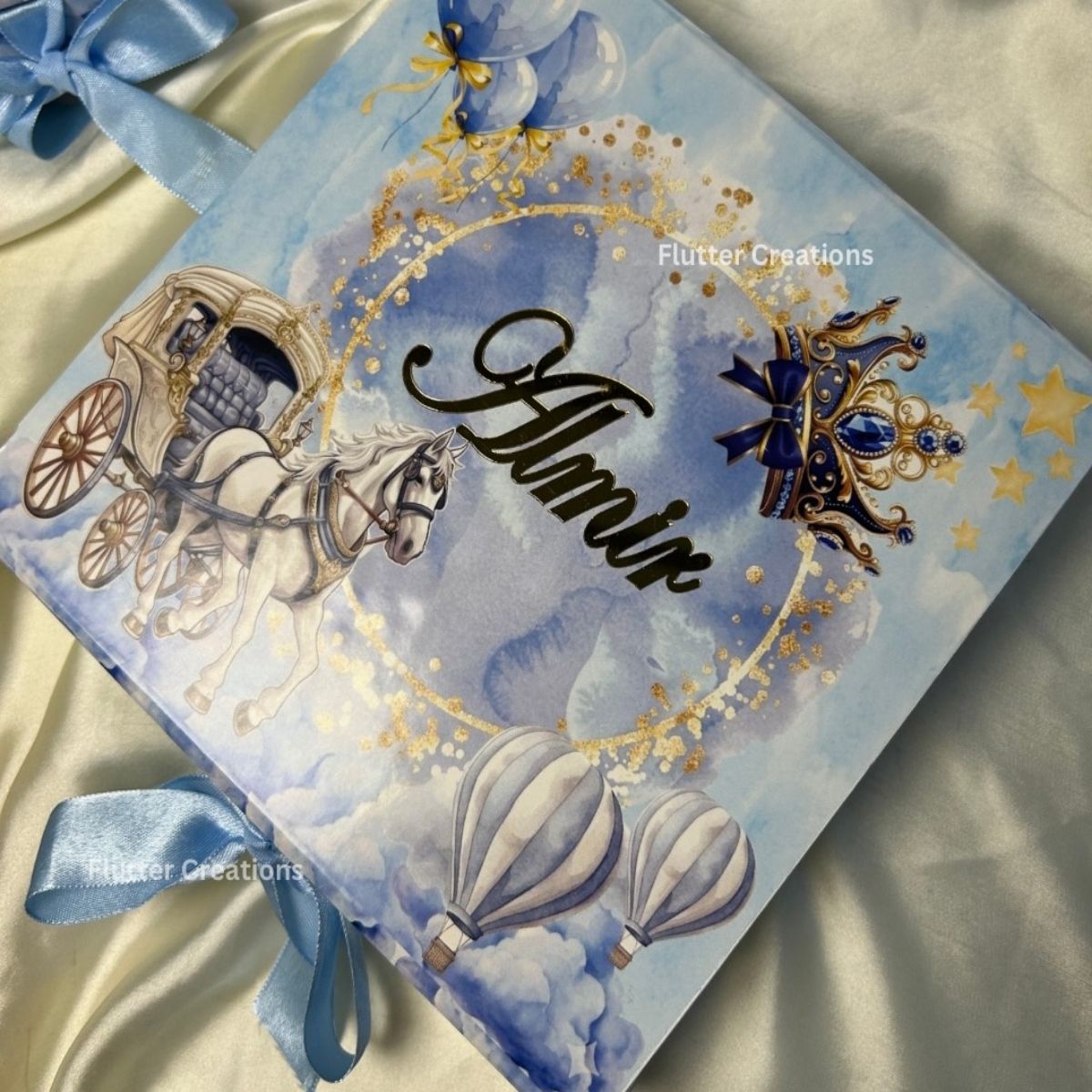 Prince Theme Collapsible Baby Boy Announcement Box