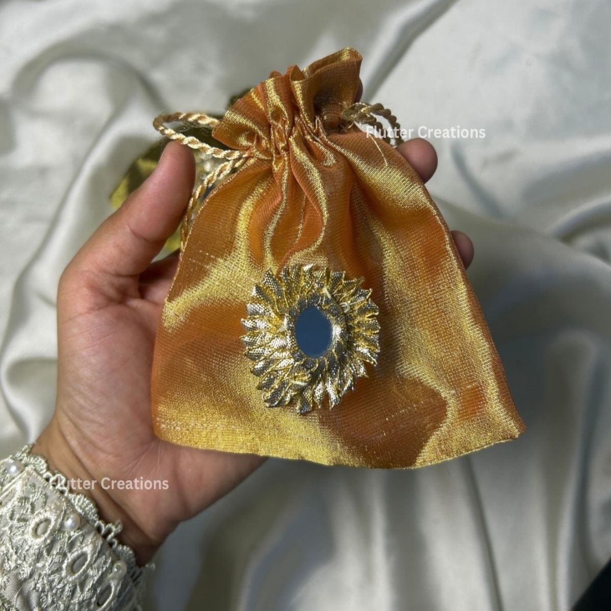Raw Silk Pouch with Gota