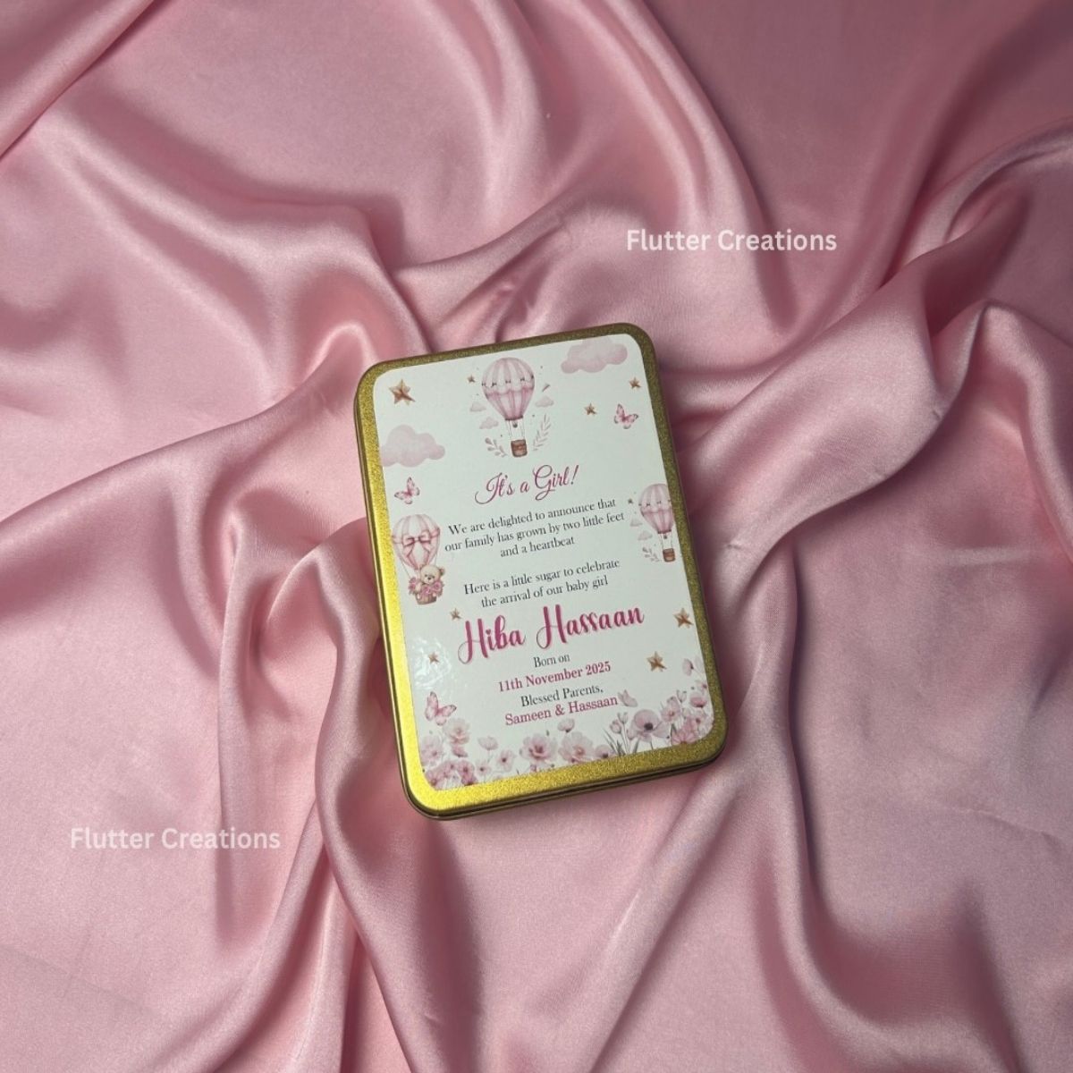 Baby Girl Announcement Tin Box