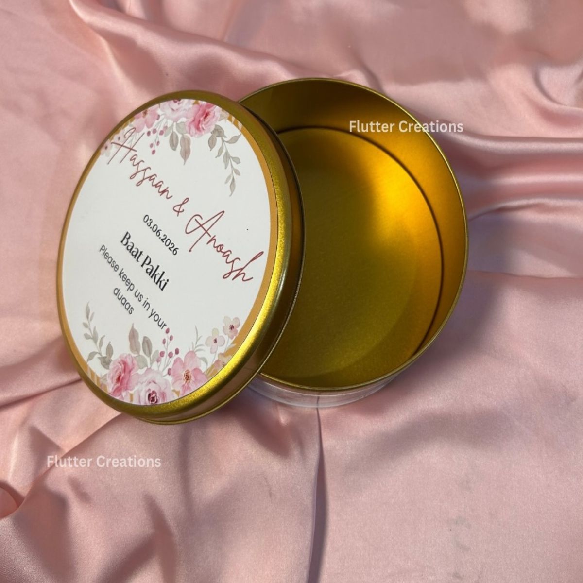 Golden Round Tin Mithai Box