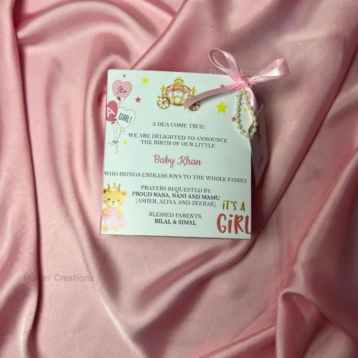 Baby Girl Announcement Drawer Style Box