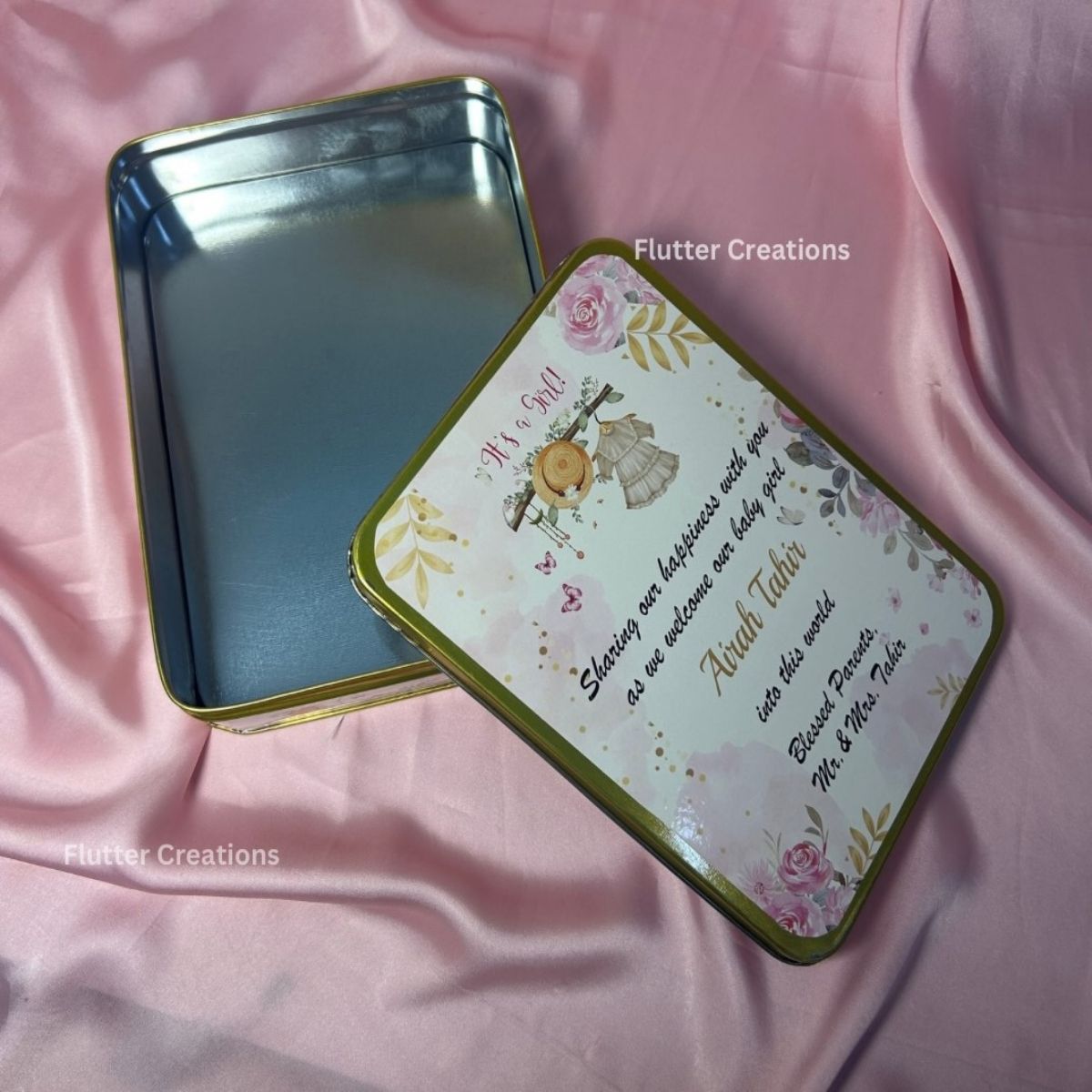 Baby Girl Announcement Tin Box