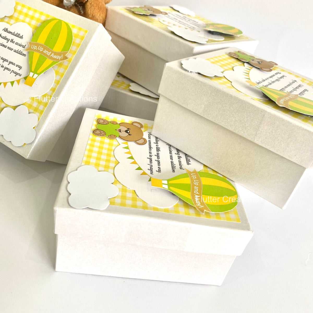 Hot Air Balloon - Baby Girl Announcement Hardboard Box (Gender Neutral)