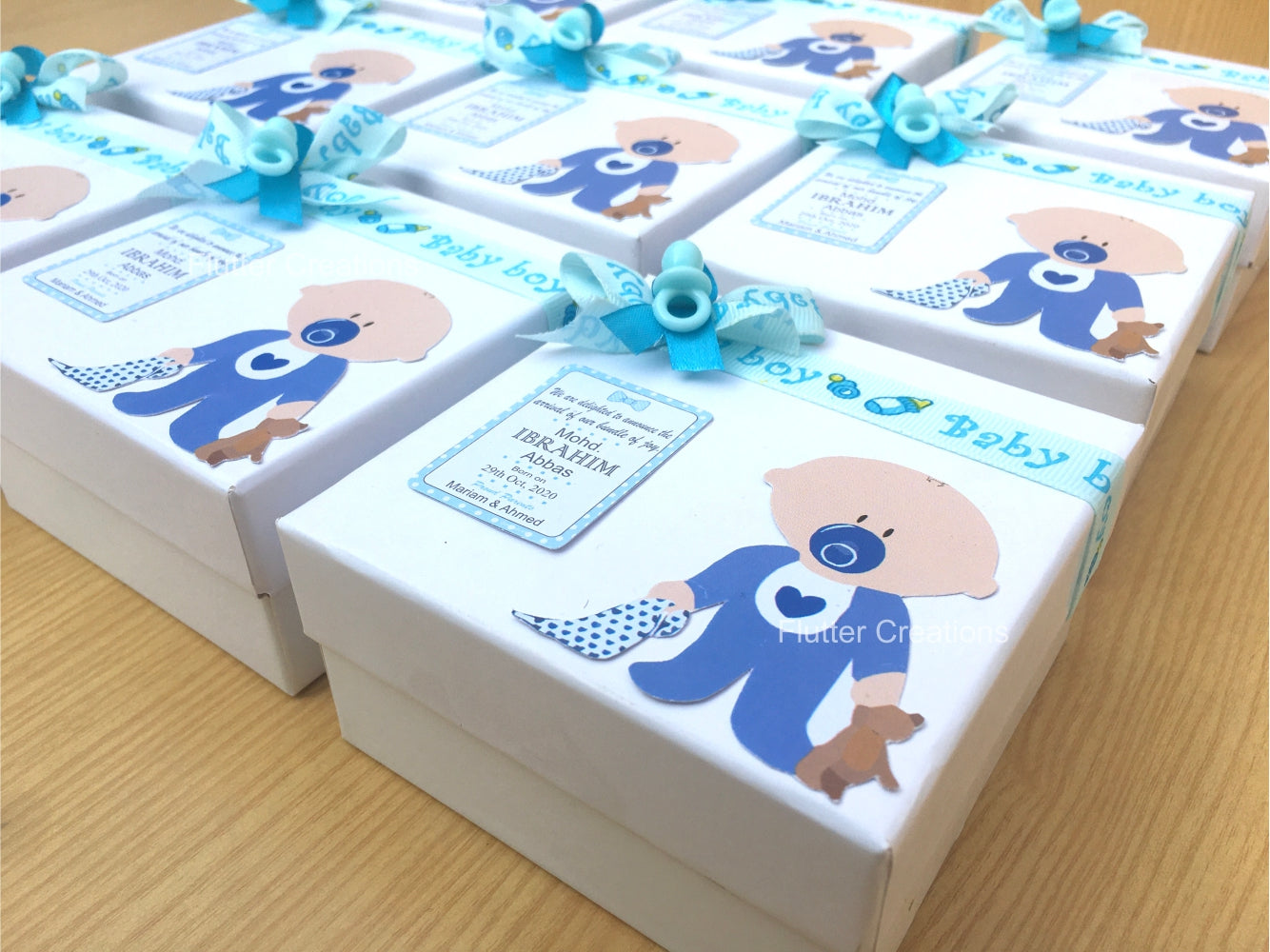 Baby Boy Announcement Box - Teddy and Baby Blanket