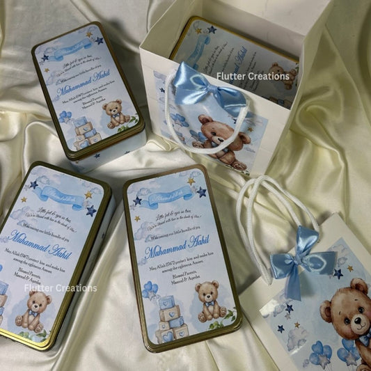 Personalized Baby Boy Announcement Tin Box