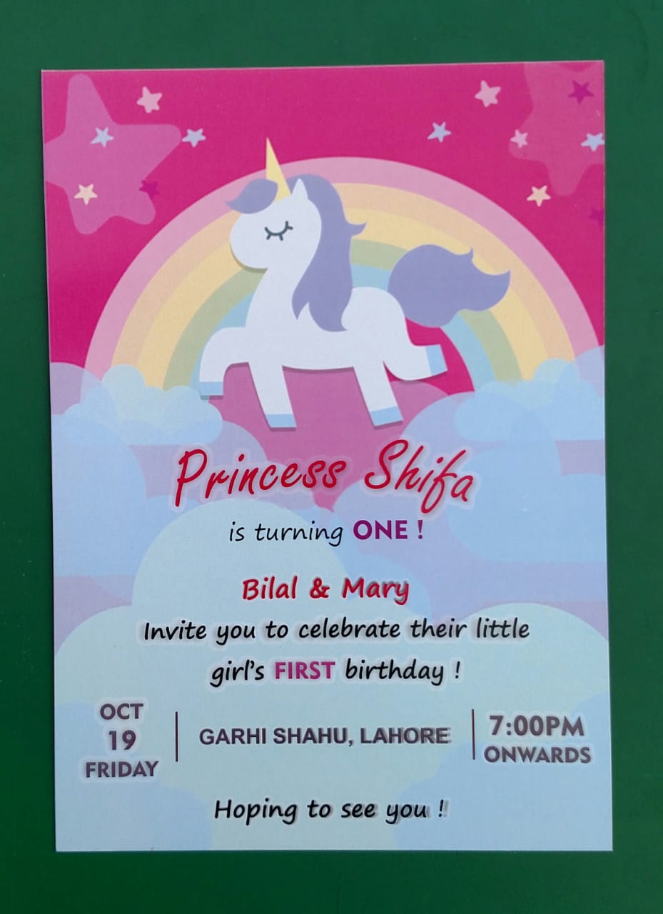 Unicorn Themed Birthday Invite