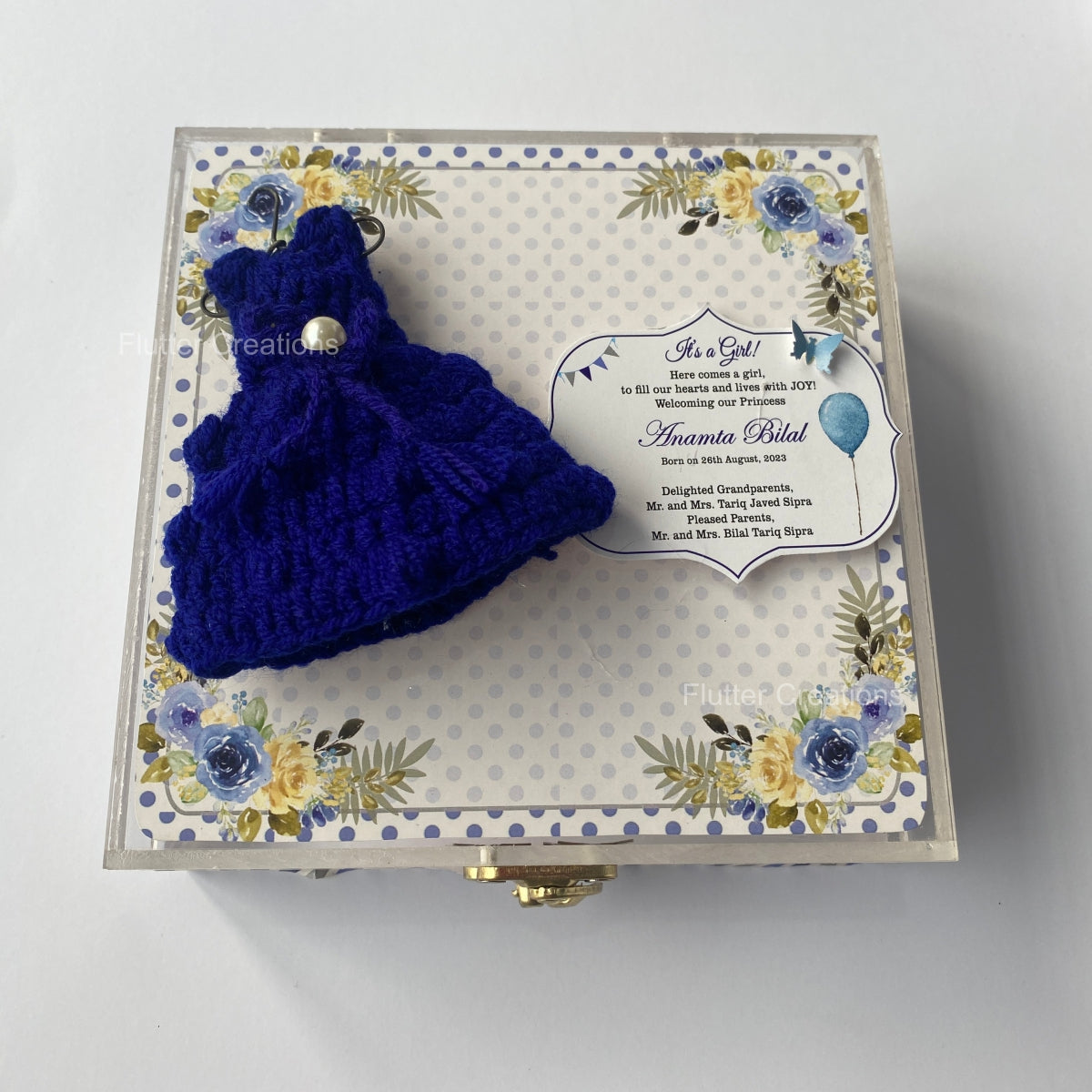 Miracle Lavender - Baby Girl Announcement Acrylic Box