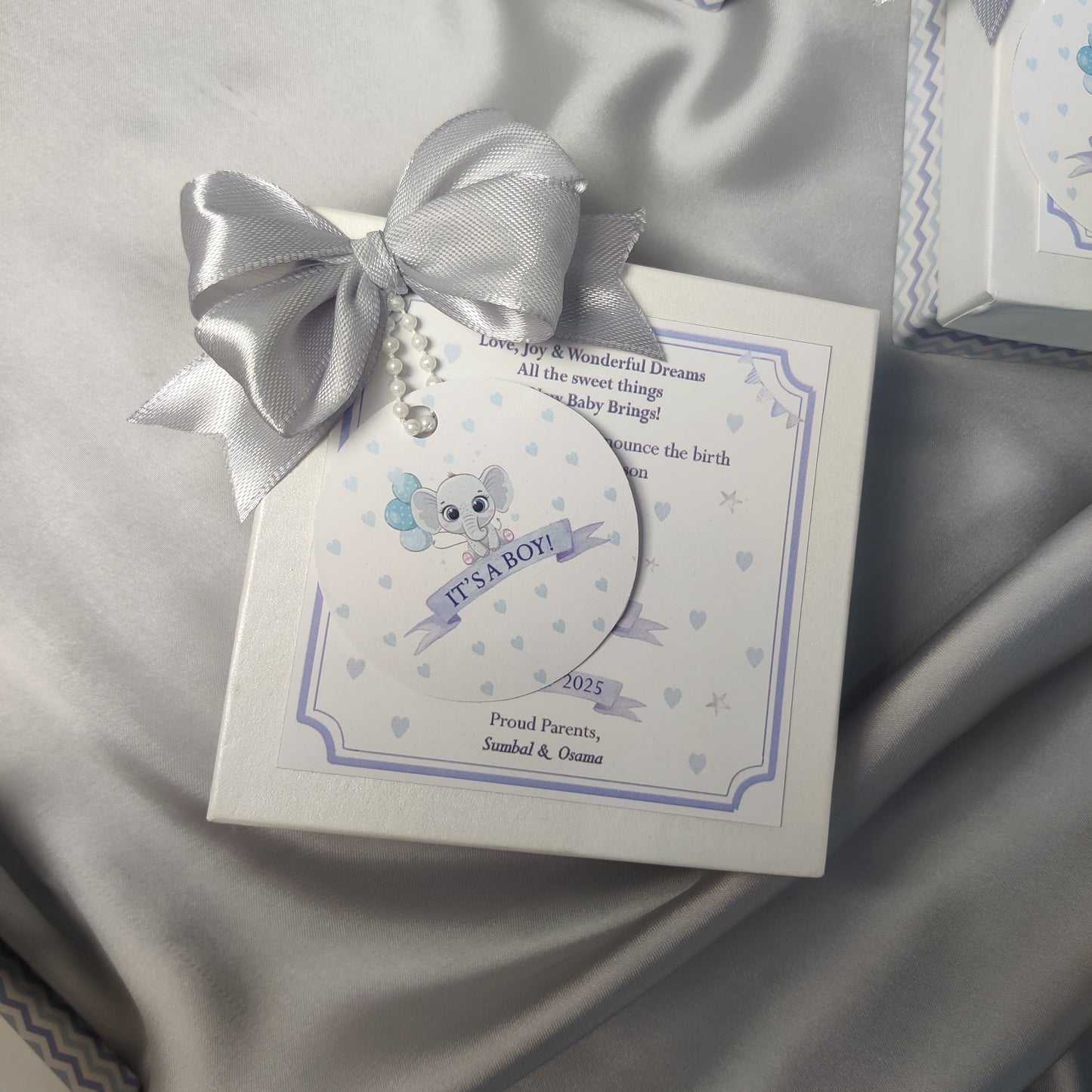 Baby Boy Announcement Box - Card n Bow Design