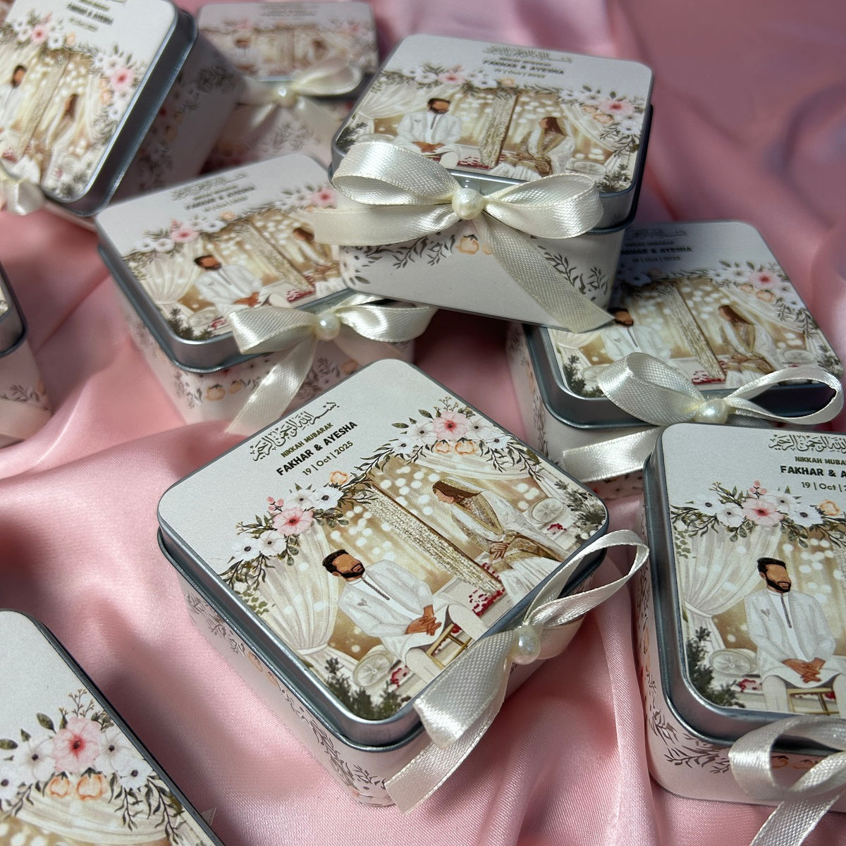 Silver Square Tin Bid Box