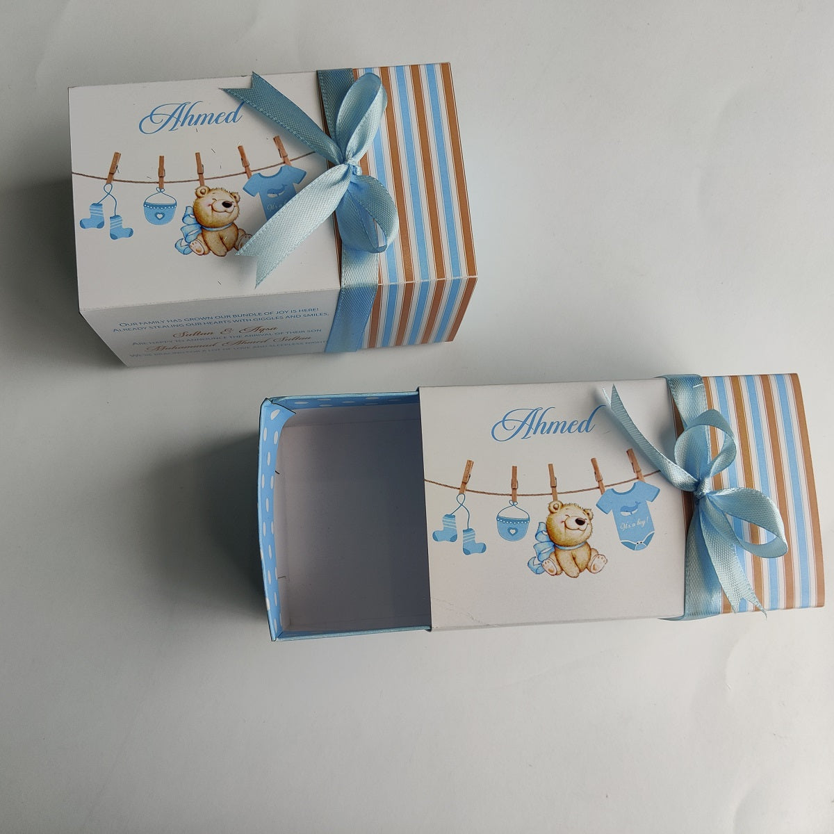 Baby Announcement Drawer Style Box with Bow