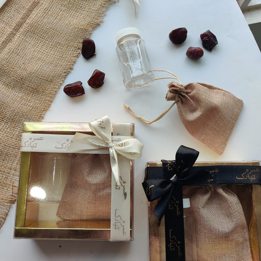 Golden Box with Umrah Ribbon & Customized Tag