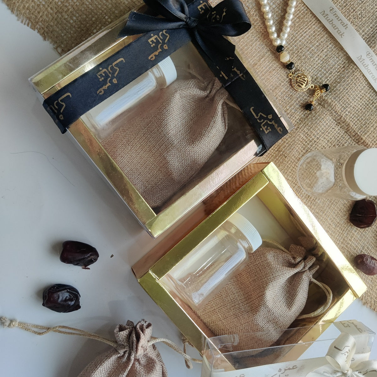 Golden Box with Umrah Ribbon & Customized Tag