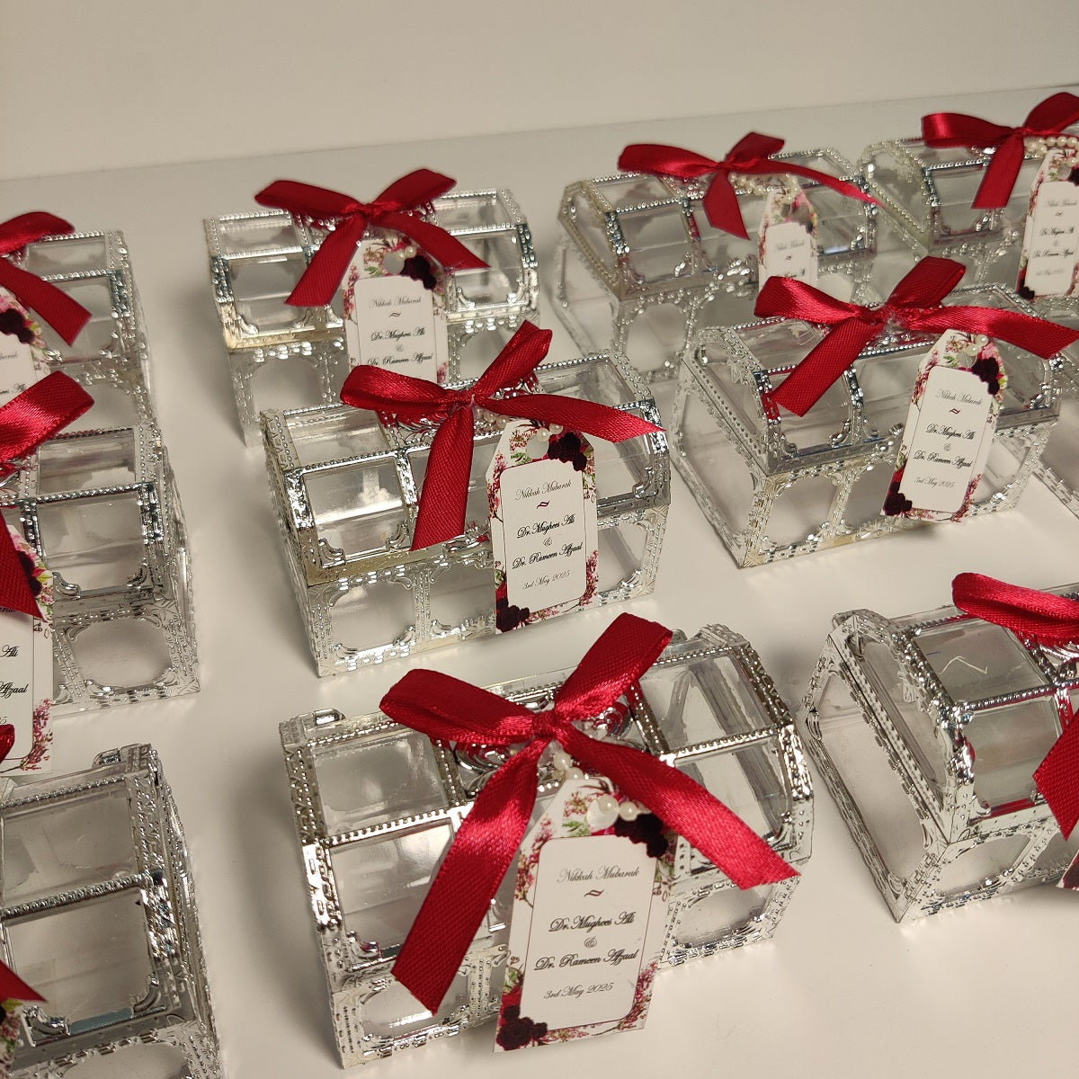 Silver Treasure/Tijori Box with Red Ribbon & Tag