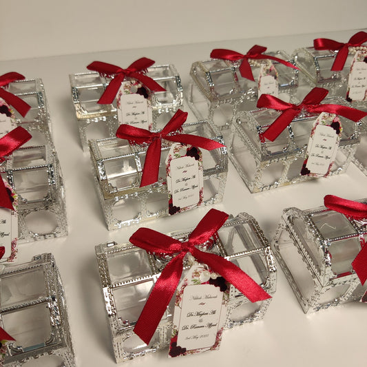 Silver Treasure/Tijori Box with Red Ribbon & Tag
