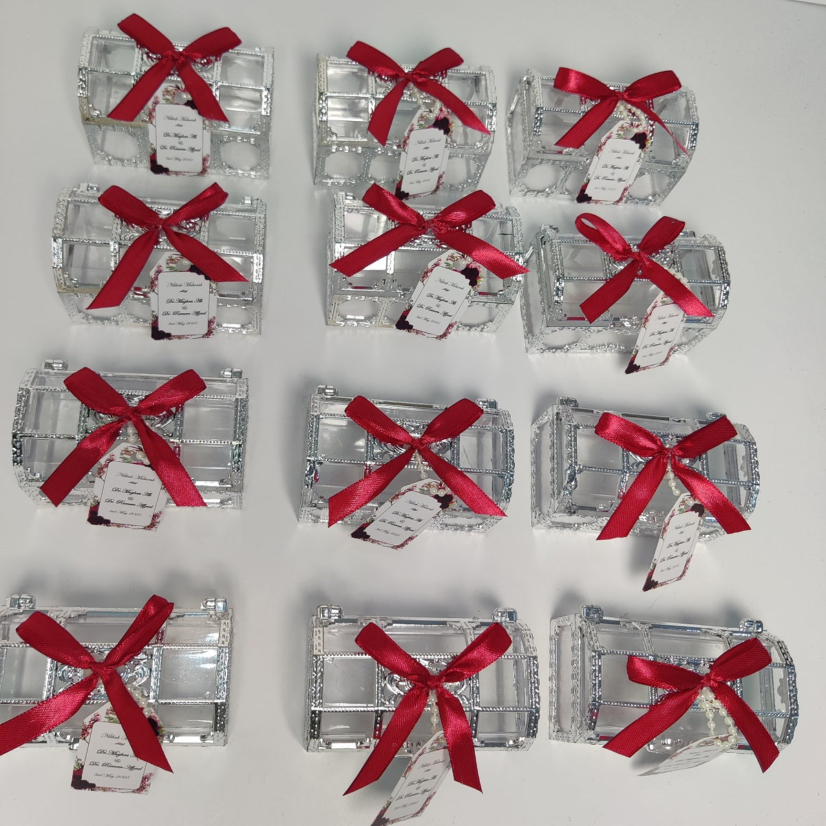 Silver Treasure/Tijori Box with Red Ribbon & Tag