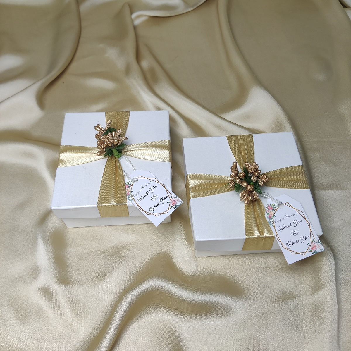White Box with Golden Ribbon & Stamen