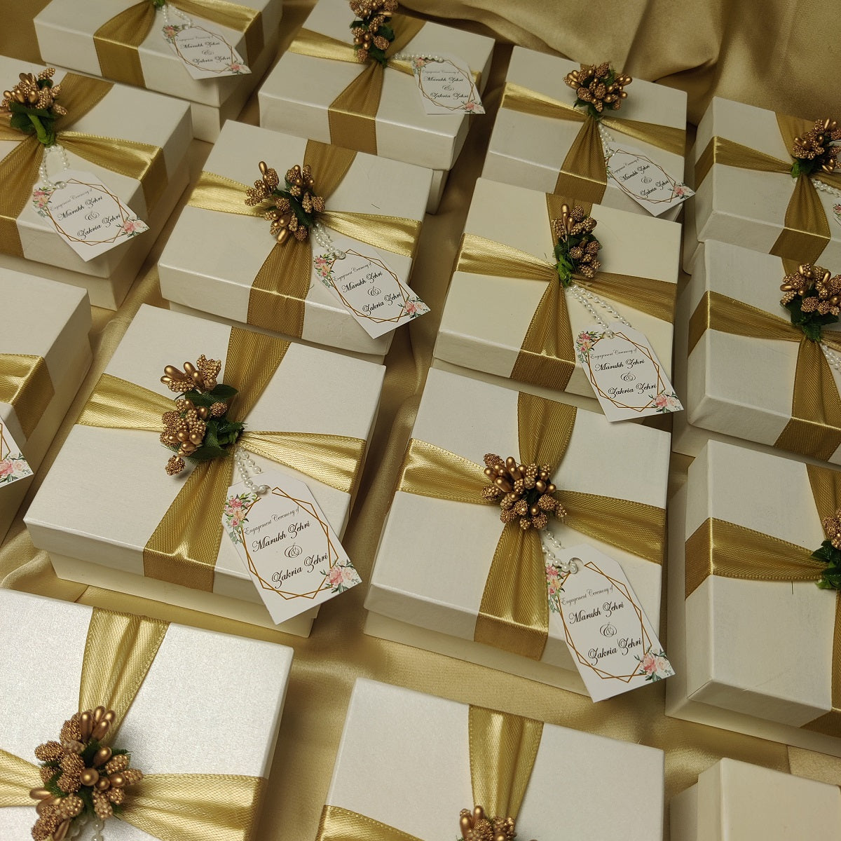 White Box with Golden Ribbon & Stamen