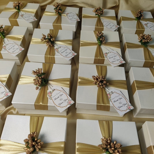 White Box with Golden Ribbon & Stamen