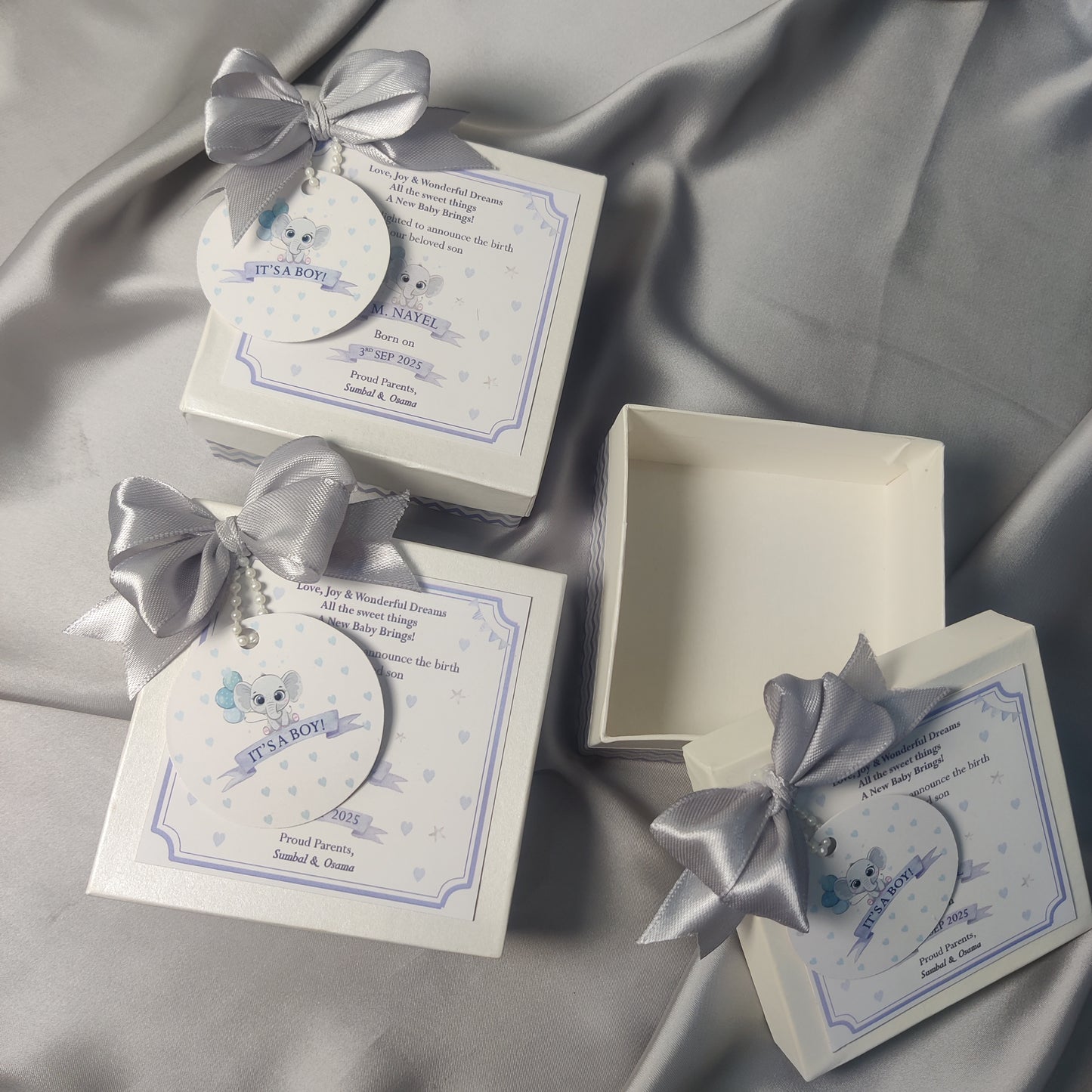 Baby Boy Announcement Box - Card n Bow Design