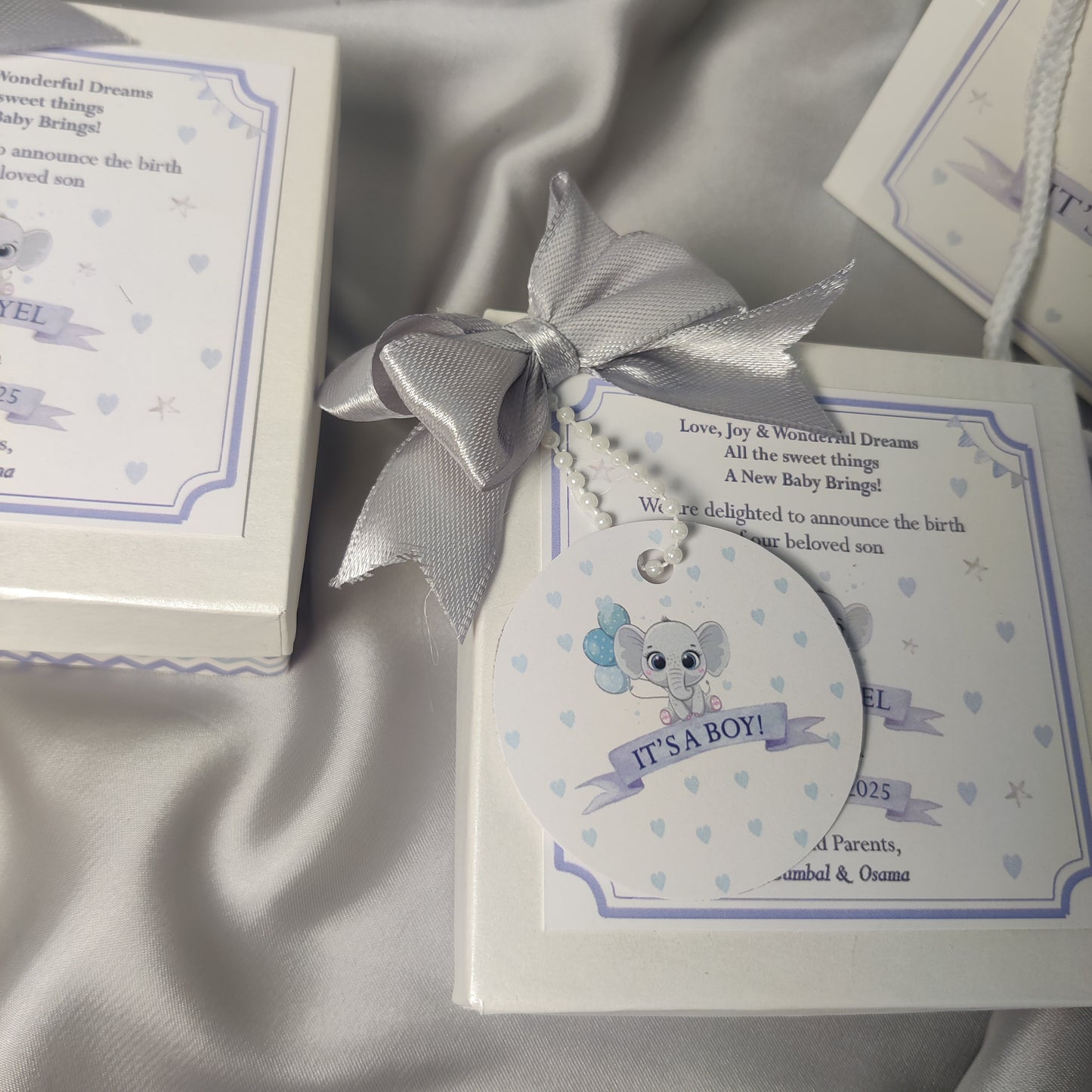 Baby Boy Announcement Box - Card n Bow Design