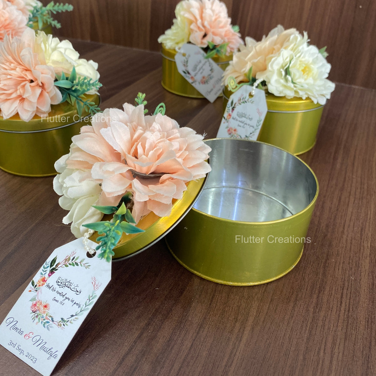 Decorated Tin Box with Floral Decor