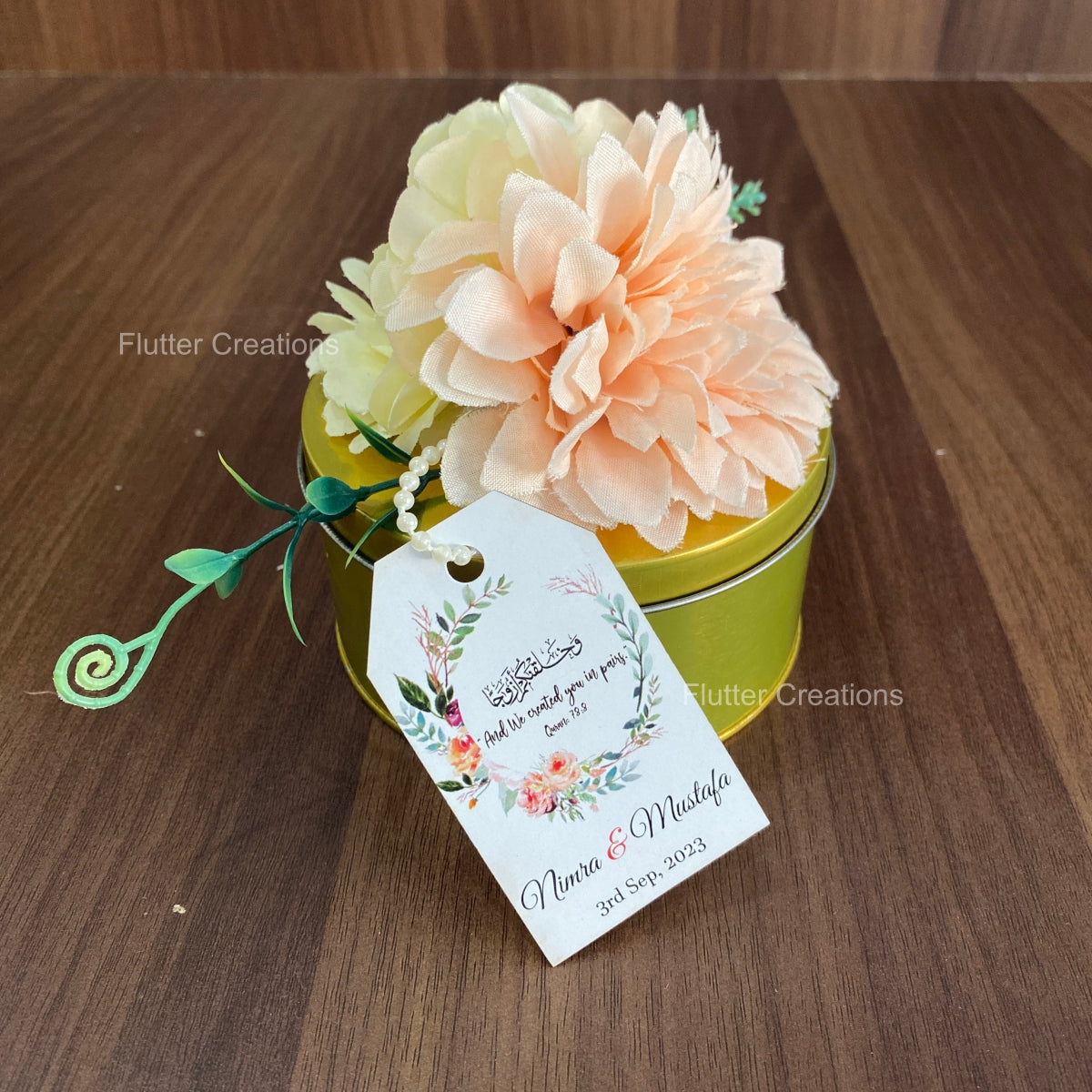 Decorated Tin Box with Floral Decor