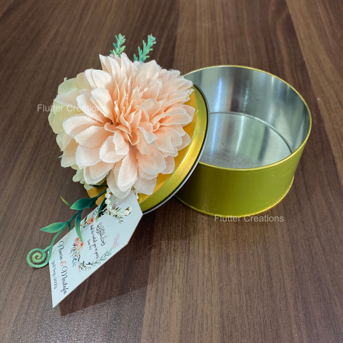 Decorated Tin Box with Floral Decor