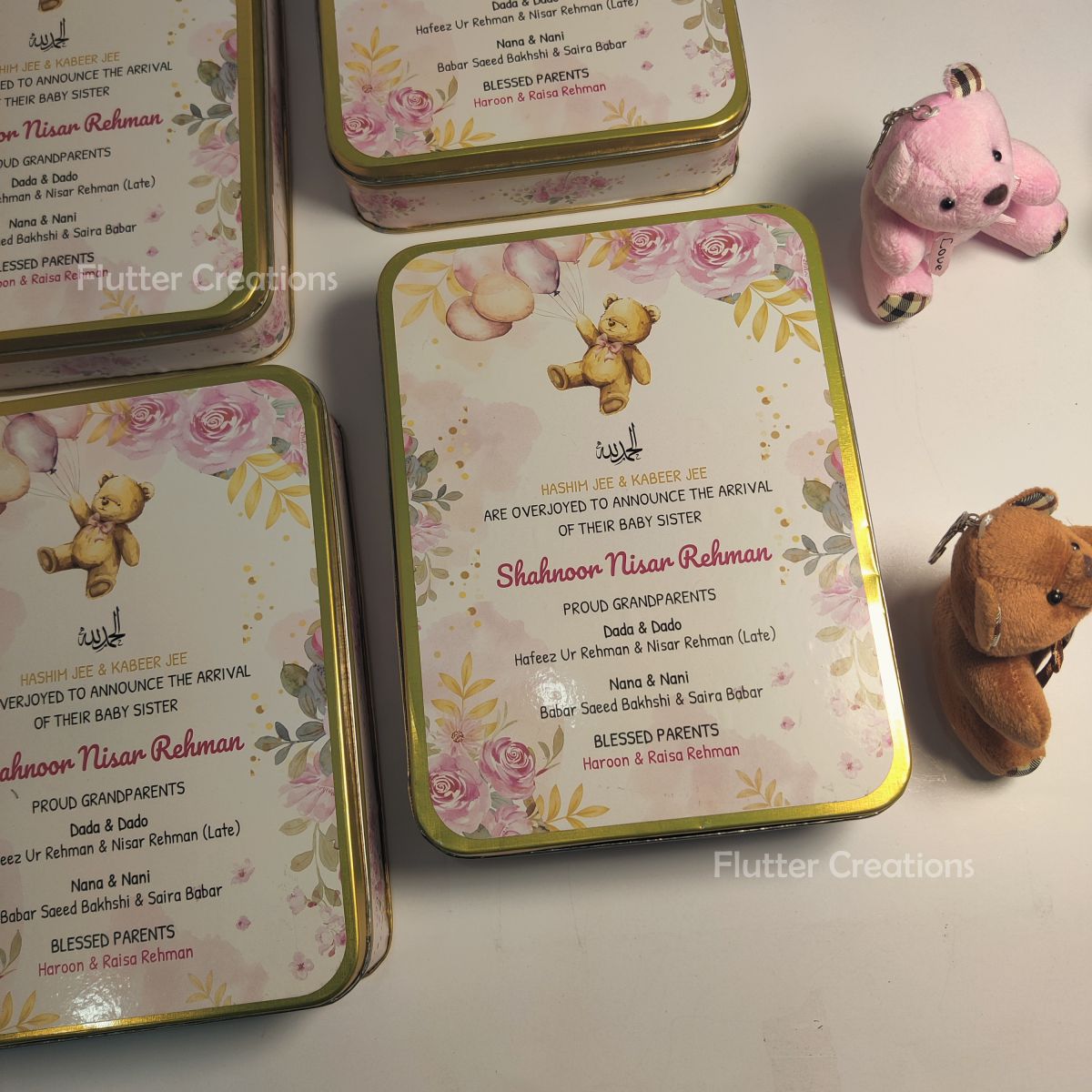 Baby Girl Announcement Box - Customized Tin Metal Box