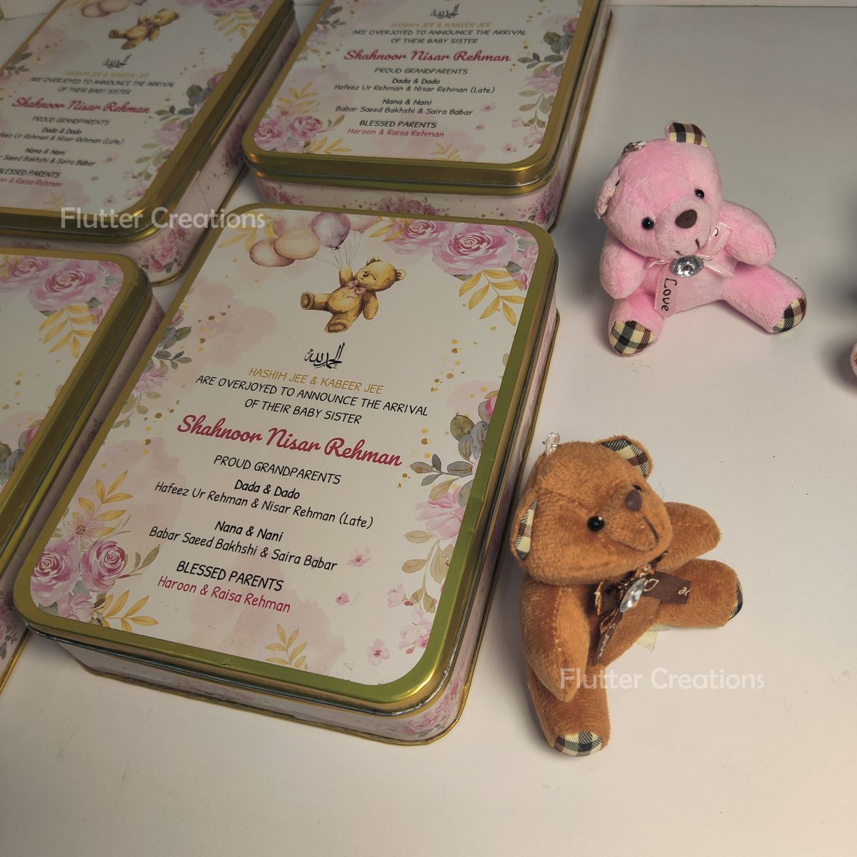 Baby Girl Announcement Box - Customized Tin Metal Box